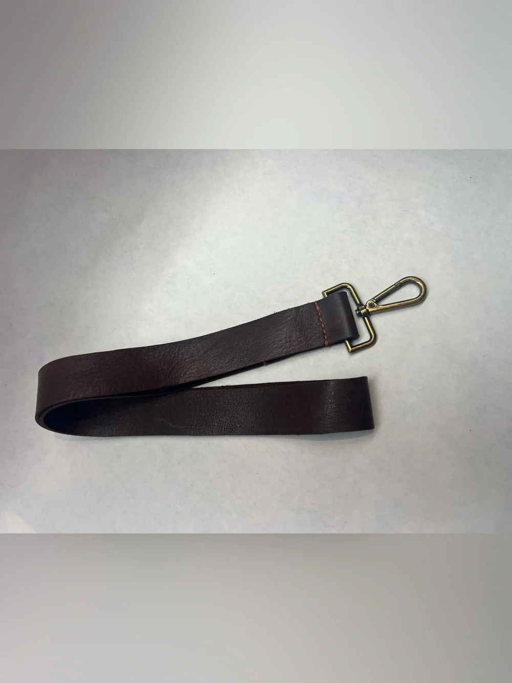 Handcrafted Brown Leather Lanyard Antique Bronze, Leather Key & Badge Holder 21”